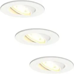 HOFTRONIC 3er Set Pittsburg LED Einbaustrahler - GU10 4 Watt 345 lumen - 2700K warmweiß - Dimmbar - Rund - Schwenkbar - IP20 Innen - Weiß