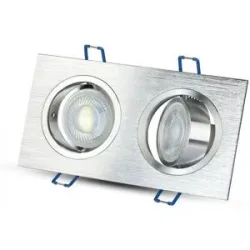 V-TAC Mallorca Doppelt LED Einbaustrahler - Schwenkbar Armatur - 91x180 mm - GU10 Fassung - Eckig - IP20 für den Innenbereich - Edelstahl