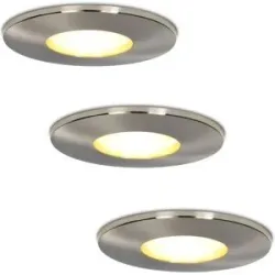 HOFTRONIC Set von 3 Vegas - LED Einbaustrahler - IP44 wasserdicht - 4 Watt 345 lumen - 2700K warmweiß - GU10 - Dimmbar - Rund - Für Bad, Innen- und Außenbereich - Edelstahl