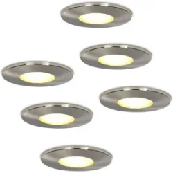 HOFTRONIC Set von 6 Vegas - LED Einbaustrahler - IP44 wasserdicht - 4 Watt 345 lumen - 2700K warmweiß - GU10 - Dimmbar - Rund - Für Bad, Innen- und Außenbereich - Edelstahl