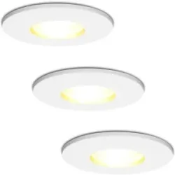 HOFTRONIC 3er Set Barcelona - LED Einbaustrahler - IP44 wasserdicht - 4 Watt 345 lumen - 2700K warmweiß - GU10 - Dimmbar - Rund - Für Bad, Innen- und Außenbereich - Weiß