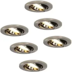 HOFTRONIC 6er Set Lublin LED Einbaustrahler - 4 Watt 345 lumen - 2700K warmweiß - GU10 - Dimmbar - Rund - Schwenkbar - IP20 für innen - Edelstahl