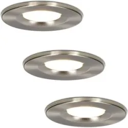 HOFTRONIC 3er Set Venezia LED Einbaustrahler - 6W 650lm - 2700K warmweiß - Dimmbar - Rund - IP65 wasserdicht - Edelstahl - Für den Innen, Außen und Badezimmer