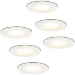HOFTRONIC 6er Set Venezia LED Einbaustrahler - 6W 650lm - 2700K warmweiß - Dimmbar - Rund - IP65 wasserdicht - Weiß - Für den Innen, Außen und Badezimmere