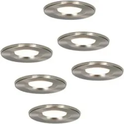 HOFTRONIC 6er Set Venezia LED Einbaustrahler - 6W 650lm - 2700K warmweiß - Dimmbar - Rund - IP65 wasserdicht - Edelstahl - Für den Innen, Außen und Badezimmer