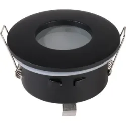 HOFTRONIC Porto - LED Einbaustrahler - Durchmesser 83mm - GU10 Fassung - Rund - IP44 für Bad und Außenbereich - Schwarz
