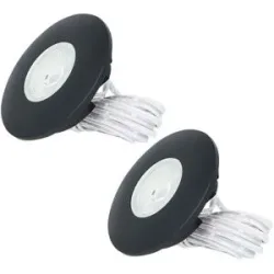 HOFTRONIC Set von 2 Pavo - LED Einbaustrahler Ultra Flach 12mm - 3 Watt 300 Lumen - 2700K warmweiß - Dimmbar - Möbelspot - Rund - IP44 wasserdicht - Für Innen und Außen - Schwarz