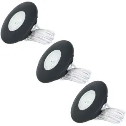 HOFTRONIC Set von 3 Pavo - LED Einbaustrahler Ultra Flach 12mm - 3 Watt 300 Lumen - 2700K warmweiß - Dimmbar - Möbelspot - Rund - IP44 wasserdicht - Für Innen und Außen - Schwarz