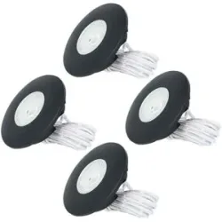 HOFTRONIC Set von 4 Pavo - LED Einbaustrahler Ultra Flach 12mm - 3 Watt 300 Lumen - 2700K warmweiß - Dimmbar - Möbelspot - Rund - IP44 wasserdicht - Für Innen und Außen - Schwarz
