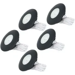 HOFTRONIC Set von 5 Pavo - LED Einbaustrahler Ultra Flach 12mm - 3 Watt 300 Lumen - 2700K warmweiß - Dimmbar - Möbelspot - Rund - IP44 wasserdicht - Für Innen und Außen - Schwarz