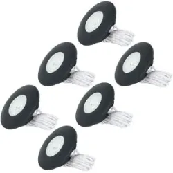 HOFTRONIC Set von 6 Pavo - LED Einbaustrahler Ultra Flach 12mm - 3 Watt 300 Lumen - 2700K warmweiß - Dimmbar - Möbelspot - Rund - IP44 wasserdicht - Für Innen und Außen - Schwarz