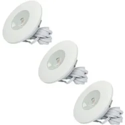 HOFTRONIC Set von 3 Pavo - LED Einbaustrahler Ultra Flach 12mm - 3 Watt 300 Lumen - 2700K warmweiß - Dimmbar - Möbelspot - Rund - IP44 wasserdicht - Für Innen und Außen - Weiß