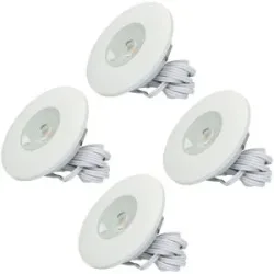 HOFTRONIC Set von 4 Pavo - LED Einbaustrahler Ultra Flach 12mm - 3 Watt 300 Lumen - 2700K warmweiß - Dimmbar - Möbelspot - Rund - IP44 wasserdicht - Für Innen und Außen - Weiß