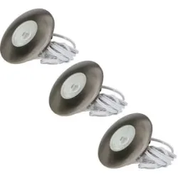 HOFTRONIC Set von 3 Pavo - LED Einbaustrahler Ultra Flach 12mm - 3 Watt 300 Lumen - 2700K warmweiß - Dimmbar - Möbelspot - Rund - IP44 wasserdicht - Für Innen und Außen - Edelstahl