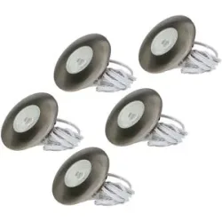 HOFTRONIC Set von 5 Pavo - LED Einbaustrahler Ultra Flach 12mm - 3 Watt 300 Lumen - 2700K warmweiß - Dimmbar - Möbelspot - Rund - IP44 wasserdicht - Für Innen und Außen - Edelstahl