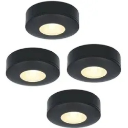 HOFTRONIC Set mit 4 Pavo - Flache LED-Aufbaustrahler 23 mm - 3 W 300 lm - 2700K - Dimmbar - Rund - IP44 - Schwarz