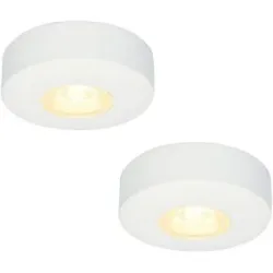 HOFTRONIC 2er-Set Pavo - LED Aufbaustrahler Flach 23mm - 3 Watt 300 Lumen - 2700K warmweiß - Dimmbar - Rund - IP44 wasserdicht - Weiß