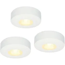 HOFTRONIC 3er-Set Pavo - LED Aufbaustrahler Flach 23mm - 3 Watt 300 Lumen - 2700K warmweiß - Dimmbar - Rund - IP44 wasserdicht - Weiß