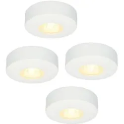 HOFTRONIC Set mit 4 Pavo - Flache LED-Aufbaustrahler 23 mm - 3 W 300 lm - 2700K - Dimmbar - Rund - IP44 - Weiß