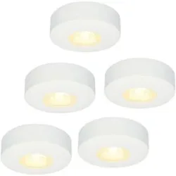 HOFTRONIC Set mit 5 Pavo - Flache LED-Aufbaustrahler 23 mm - 3 W 300 lm - 2700K - Dimmbar - Rund - IP44 - Weiß