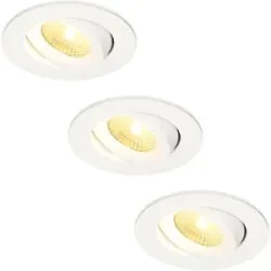 HOFTRONIC 3er Set Salerno LED Einbaustrahler - 8W 650lm - 2700K warmweiß - Dimmbar - Rund - Schwenkbar - IP44 wasserdicht - Weiß - Für den Innen, Außen und Badezimmer