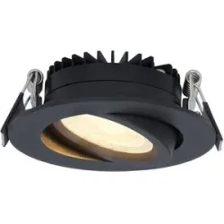HOFTRONIC Rome LED Einbaustrahler - Ultra Flach (27mm) - 6 Watt 430 lumen - schwenkbar - IP44 wasserdicht - 2700K warmweiß - Dimmbar - Rund - Mit Trafo - Schwarz - Für den Innen- und Außenbereich