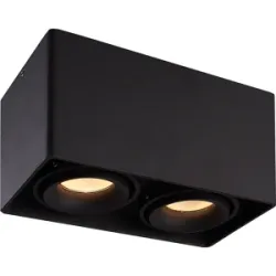 HOFTRONIC Esto LED Deckenspot - Eckig - 2-Flammig - Schwenkbar - Dimmbar - 8W 690lm - 6500K tageslichtweiß - GU10 - Innen - Deckenleuchte - Austauschbarer Abdeckring - Schwarz