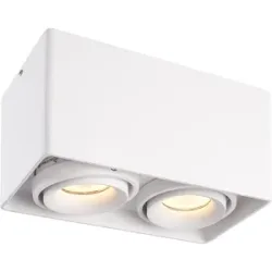 HOFTRONIC Esto LED Deckenspot - Eckig - 2-Flammig - Schwenkbar - Dimmbar - 8W 690lm - 4000K neutralweiß - GU10 - Aufbaustrahler - Innen - Deckenleuchte - Austauschbarer Abdeckring - Weiß