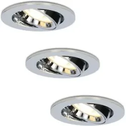 HOFTRONIC 3er Set Maya LED Einbaustrahler - 4 Watt 345 lumen - 2700K warmweiß - GU10 - Dimmbar - Rund - Schwenkbar - IP20 für Innenbereich - Chrom