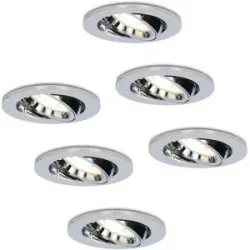 HOFTRONIC 6er Set Maya LED Einbaustrahler - 4 Watt 345 Lumen - 4000K neutralweiß - GU10 - Dimmbar - Rund - Schwenkbar - IP20 für Innenbereich - Chrom