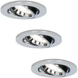 HOFTRONIC 3er Set Maya LED Einbaustrahler - 4 Watt 345 Lumen - 6500K tageslichtweiß - GU10 - Dimmbar - Rund - Schwenkbar - IP20 für Innenbereich - Chrom