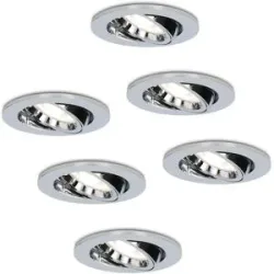 HOFTRONIC 6er Set Maya LED Einbaustrahler - 4 Watt 345 Lumen - 6500K tageslichtweiß - GU10 - Dimmbar - Rund - Schwenkbar - IP20 für Innenbereich - Chrom