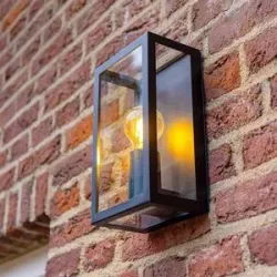 HOFTRONIC Stella LED-Wandleuchte Dimmbar - E27 Fassung - max. 60 Watt - IP44 - Schwarz - 3 Jahre Garantie - innen und außen - Classic - Wandlaterne