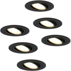 HOFTRONIC 6er Set Miro LED Einbaustrahler - GU10 4 Watt 345 lumen - 2700K warmweiß - Dimmbar - Rund - Schwenkbar - IP20 Innen - Schwarz