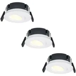 HOFTRONIC 3er Set Napels LED Einbaustrahler Extra Flach (39mm) - 360° Schwenkbar - 8 Watt 570 Lumen - Dimmbar - IP65 Wasserdicht für Bad, Innen und Außen - Weiß