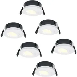 HOFTRONIC 6er Set Napels LED Einbaustrahler Extra Flach (39mm) - 360° Schwenkbar - 8 Watt 570 Lumen - Dimmbar - IP65 Wasserdicht für Bad, Innen- und Außenbereich - Weiß