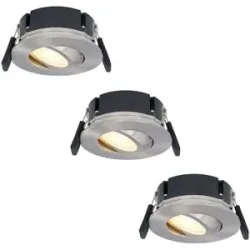 HOFTRONIC 3er Set Napels LED Einbaustrahler Extra Flach (39mm) - 360° Schwenkbar - 8 Watt 570 Lumen - Dimmbar - IP65 Wasserdicht für Bad, Innen- und Außenbereich - Edelstahl