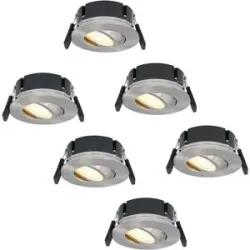 HOFTRONIC 6er Set Napels LED Einbaustrahler Extra Flach (39mm) - 360° Schwenkbar - 8 Watt 570 Lumen - Dimmbar - IP65 Wasserdicht für Bad, Innen- und Außenbereich - Edelstahl