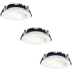 HOFTRONIC 3er Set Rome LED Einbaustrahler - Ultra Flach (27mm) - 6 Watt 430 lumen - Schwenkbar - IP44 wasserdicht - 2700K warmweiß - Dimmbar - Rund - Mit Trafo - Weiß - Für den Innen- und Außenbereich