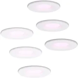 HOFTRONIC SMART 6er Set Venezia Smart Einbaustrahler - IP65 wasserdicht - 6W 450lm - Wifi + Bluetooth - RGBWW - Google Home, Amazon Alexa und Siri - Weiß - Bad, innen und außen