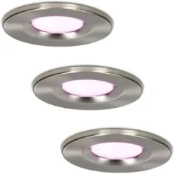 HOFTRONIC SMART 3er Set Venezia Smart Einbaustrahler - IP65 wasserdicht - 6W 450lm - Wifi + Bluetooth - RGBWW - Google Home, Amazon Alexa und Siri - Edelstahl - Bad, innen und außen