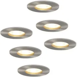 HOFTRONIC 6er Set Bari LED Einbaustrahler - 4W 345lm - 2700K warmweiß - GU10 - Dimmbar - Rund - IP65 Wasserdicht - Edelstahl - Für Bad, Innen und Außen