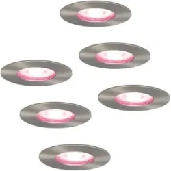 HOFTRONIC SMART 6er Set Bari Smart Einbaustrahler - IP65 wasserdicht - Wifi + Bluetooth - RGBWW - GU10 - Google Home, Amazon Alexa und Siri - Edelstahl - Bad, innen und außen