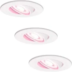 HOFTRONIC SMART 3er Set Pittsburg Smart Einbaustrahler - 4.8 Watt 345 Lumen - Wifi + Bluetooth - RGBWW - GU10 - Google Home, Amazon Alexa und Siri - IP20 für innen - Weiß - Schwenkbar