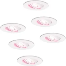 HOFTRONIC SMART 6er Set Pittsburg Smart Einbaustrahler - 4.8 Watt 345 Lumen - Wifi + Bluetooth - RGBWW - GU10 - Google Home, Amazon Alexa und Siri - IP20 für innen - Weiß - Schwenkbar