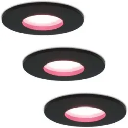 HOFTRONIC SMART 3er Set Porto - Smart LED Einbaustrahler - IP44 wasserdicht - 5,5 Watt 345 Lumen - Wifi + Bluetooth - RGBWW - GU10 - Google Home, Amazon Alexa und Siri - Für Bad, Innen- und Außenbereich - Schwarz