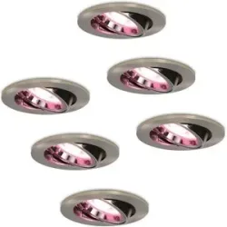 HOFTRONIC SMART 6er Set Lublin Smart Einbaustrahler - Wifi + Bluetooth - RGBWW - GU10 - Schwenkbar - Google Home, Amazon Alexa und Siri - IP20 für Innenbereich - Edelstahl - Deckenstrahler