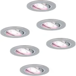HOFTRONIC SMART 6er Set Chandler - Smart LED Einbaustrahler - 4.8 Watt 345 Lumen - Schwenkbar - Wifi + Bluetooth - RGBWW - GU10 - Google Home, Amazon Alexa und Siri - IP20 für den Innenbereich - Edelstahl