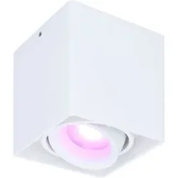HOFTRONIC Esto Smart Aufbaustrahler Eckig - Aufbau Deckenstrahler - GU10 - Schwenkbar - RGBWW 16 Mio. Farben - Wifi + Bluetooth - Kompatibel mit Alexa/Google Assistant und Siri - Weiß - App Steuerung, Sprache