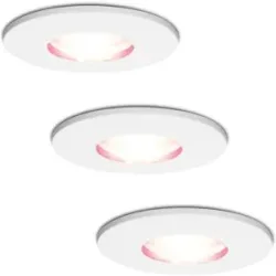 HOFTRONIC SMART 3er Set Barcelona - Smart LED Einbaustrahler - IP44 wasserdicht - 5,5 Watt 345 Lumen - Wifi + Bluetooth - RGBWW - GU10 - Google Home, Amazon Alexa und Siri - Für Bad, Innen- und Außenbereich - Weiß